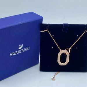 Swarovski Dextera Pendant, Octagon, Pave, White, Rose Gold Tone Plated 5642389